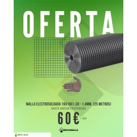 Malla Electrosoldada 19x19x1.30 1.4mm (25 metros)